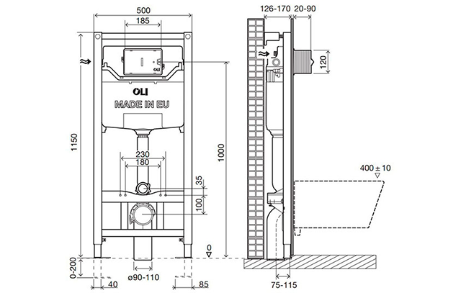 Система инсталляции для унитазов OLI 120 fast-fit механическая, фотография