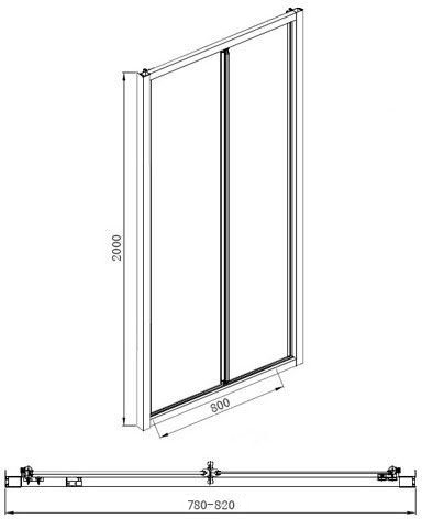 Душевая дверь Aquanet Alfa NAA6422 80, прозрачное стекло в интернет-магазине Kingsan